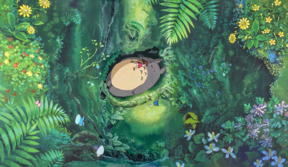 La Sieste de Mei et Totoro : Carton, d'après une image tirée du film Mon voisin Totoro
