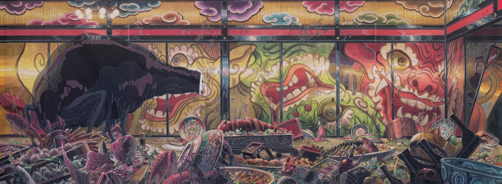 Carton de tissage Le Banquet du Sans Visage tirée du film Le Voyage de Chihiro © 2001 Studio Ghibli – NDDTM